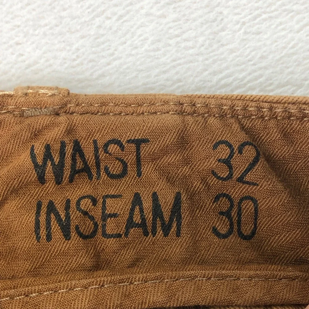 Wallace & Barnes Officer Chino Mens 32x30 Brown Selvedge Cotton Field Trousers